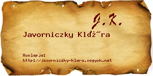 Javorniczky Klára névjegykártya